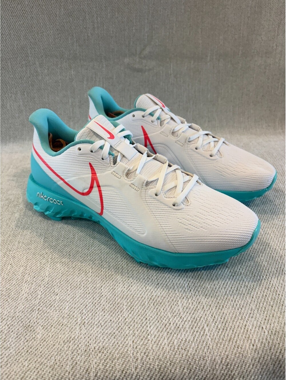 Nike React Infinity Pro Golf Shoes White Turquoise Men's Size 10.5